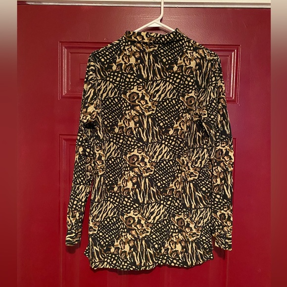 Cavalini Women’s Button Up Leopard Print Long Sleeve Blouse Size Small - Picture 6 of 12